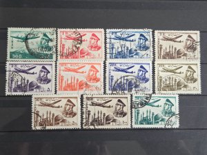 Iran / Persia Scott # C68-C78 used 1953 airmail complete set
