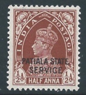 India-Convention States-Patiala #O55 NH 1/2a King George VI Issue Ovptd. Pat...