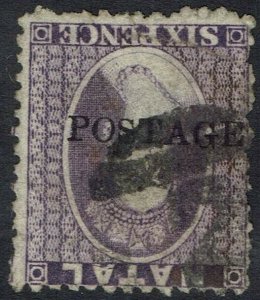 NATAL 1875 POSTAGE OVERPRINTED QV CHALON 6D ERROR INVERTED USED 