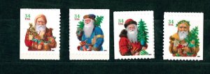 US Scott # 3541 - 3544 / Set of 4 Singles Christmas Santa From BK286