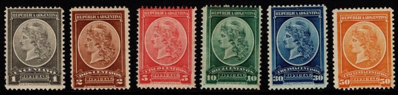 1901 Argentina Scott #- O31-O36 Liberty Head Official Stamps Complete Set/6 MNH