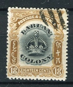 LABUAN; 1902 early classic Crown Colony issue used Shade of 18c. value