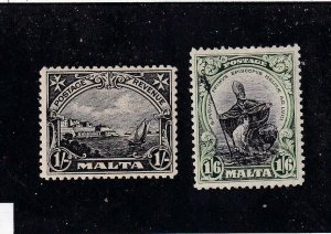 MALTA # 141-142 VF-MLH 1sh & 1s/6d VARIOUS ISSUES