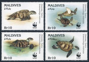 Maldives 2092a-2092d,MNH.Michel 2420-2423. WWF 1995.Hawksbill turtle.