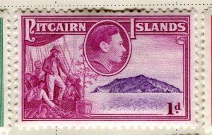 PITCAIRN ISL; 1938 early GVI Pictorial fine Mint hinged 1d. value