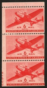 U.S. #C25a MNH Booklet Pane 3 with 50% PL# 22979