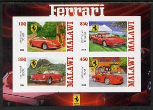 Malawi 2013 Ferrari Cars #2 imperf sheetlet containing 4 ...
