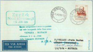 82906 - ITALY - Postal History - FIRST FLIGHT: Venice / Munchen   # 550 CA  1964