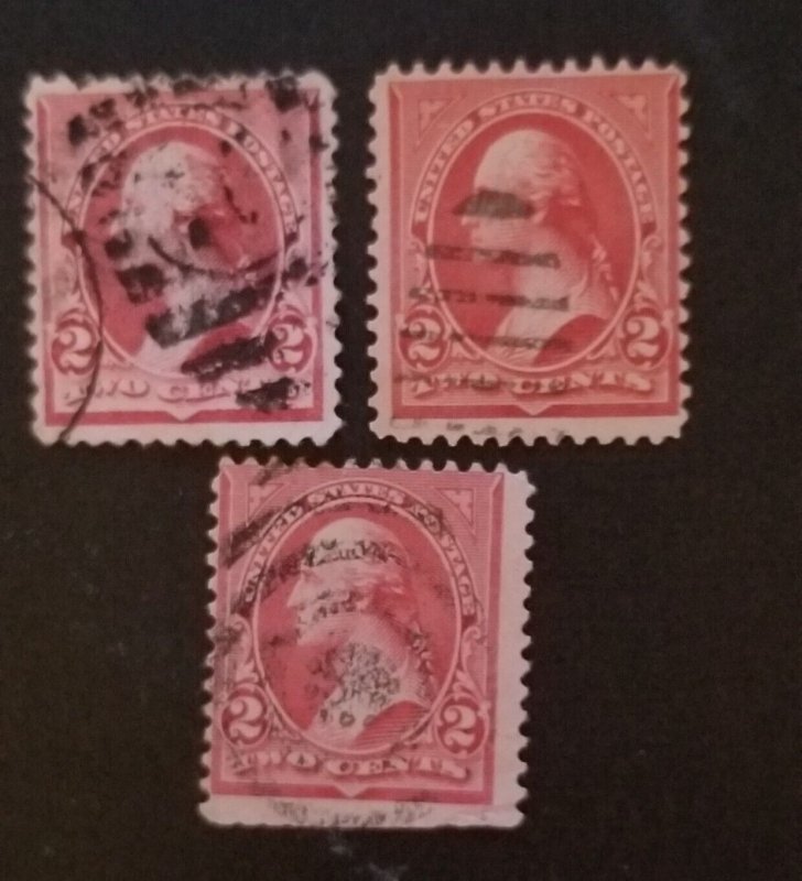 US Scott 220 252 267 2c George Washington Used Stamp Lot T6893