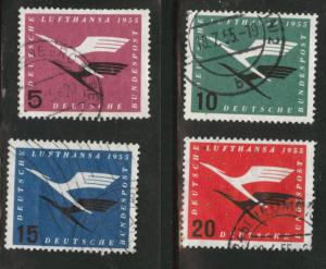 German Federal Republic Scott C61-C64 Used 1955 Airmiail set