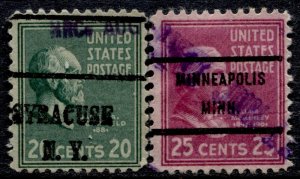 US Stamps #825, 829 USED PRE-CANCELS