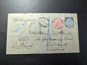 1897 Registered British Fiji Cover Suva to Ayrshire Scotland