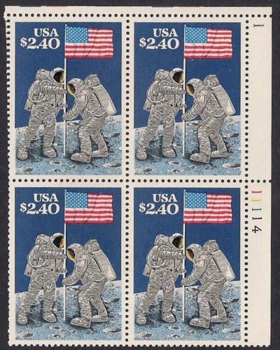 #2419 2.40 Dollars Moon Landing Block (1989) Stamp mint OG NH VF