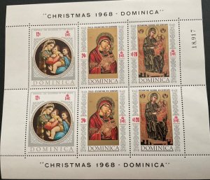 1968 DOMINICA. CHRISTMAS. Sheet 6 Seals. Sc #241a. MNH-