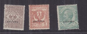 ERITREA, 1924 on Italy, small overprint set of 3 1c., 2c. & 5c., lhm.