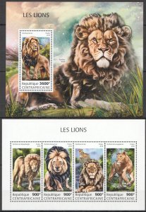 HM0957 2018 CENTRAL AFRICA LIONS WILD BIG CATS ANIMALS FAUNA #7952-6BL1790 MNH