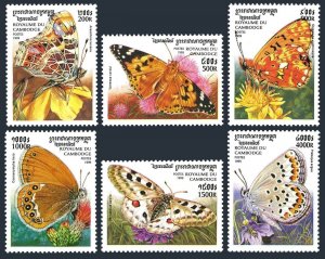 Cambodia 1825-1830,MNH. Butterflies,1999.