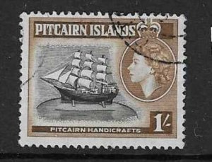 PITCAIRN ISLANDS SG26 1957 1/- BLACK & YELLOWISH BROWN FINE USED