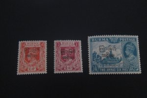 Burma 1947 Sc 74-76 MNH