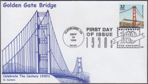 USA # 3185i FDC of GOLDEN GATE BRIDGE, STAMP FROM MILLENNIUM SHEETS