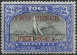 Tonga 1923 SG68 2d on 2/- View of Haapai MNG