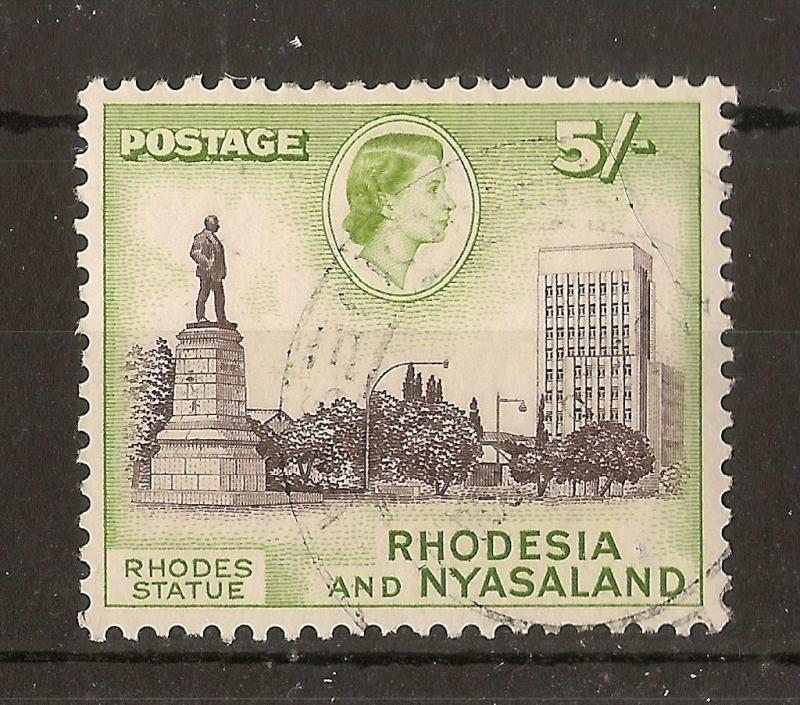 Rhodesia & Nyasaland 1959 5/- Rhodesia Statue SG29 Fine Used