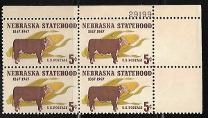 Scott #1328  Nebraska Statehood Upper Right Plate Block #29199 F VF NH DCV=$1.00
