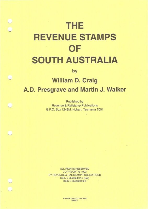 Priced Catalogue of the REVENUE STAMPS OF SOUTH AUSTRALIA Cinderella Fiscal