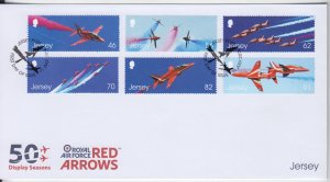 Jersey 2014, 'The Red Arrows, Set of 6  . on FDC