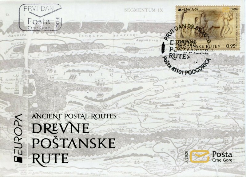 Montenegro Europa Stamps 2020 FDC Ancient Postal Routes Services Horses 1v Set