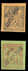 MOMEN: FRENCH COLONIES NEW CALEDONIA SC #16-17 IMPERF MINT OG H XF LOT #66078