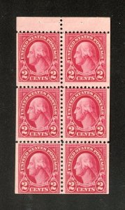 US Scott 634d Washington P.11x10 1/2 Booklet Pane  Mint NH