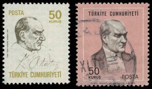 TURKEY Sc 1835-36 VF/USED - 1970 50k - Kemal Ataturk