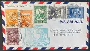 1941 Bolama Portuguese Guinea First flight Airmail cover FFC To New York Usa