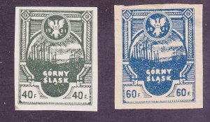 Poland 1921 Mint OG Upper Silesia Gorny Slask Polish Occupation 40 & 60F IMPERF