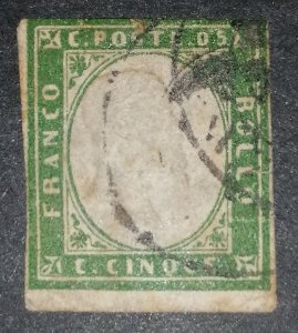 Sardinia 5c 1855 mark on back