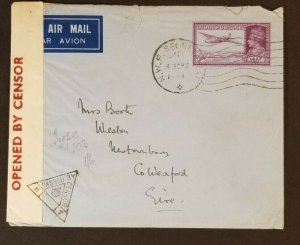 1941 Peshawar India to Newtownbarry Wexford Ireland Censored WWII Airmail Cover