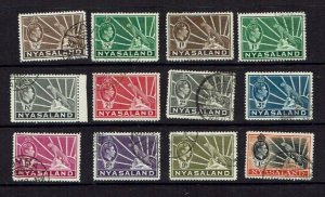 Nyasaland: 1938, King George VI definitive, fine used, short set to 1/-