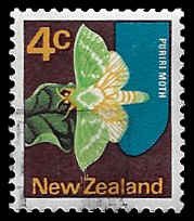 New Zealand #443 Used; 4c Puriri Moth (1970)