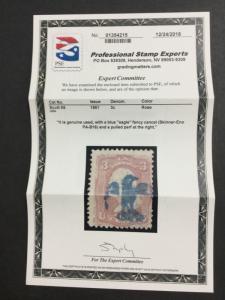 MOMEN: US STAMPS #65 USED FANCY BLUE EAGLE SKINNER-ENO PA-B16 PSE CERT