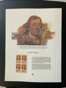 SCOTT 2038 - Joseph Priestley   - USPS COMMEMORATIVE STAMP PANEL