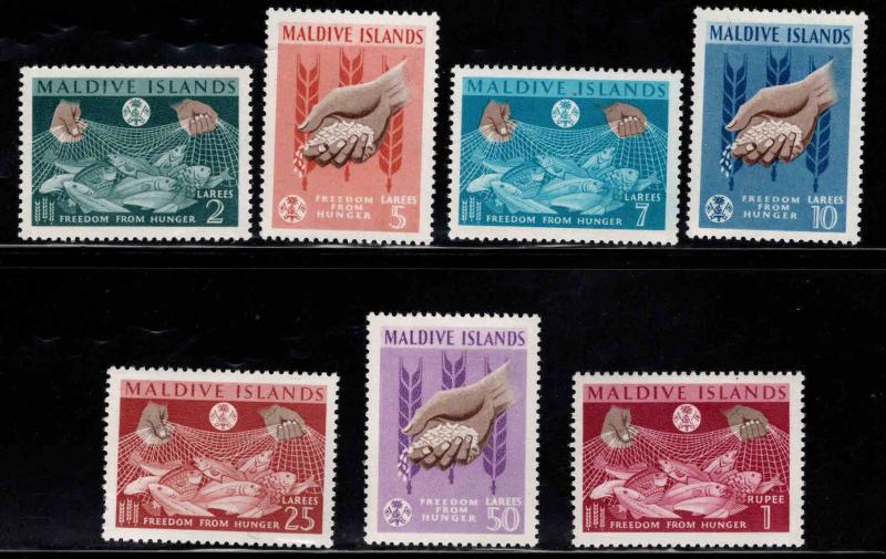 Maldives Scott 117-123 MNH** FAO Freedom from Hunger set 1963