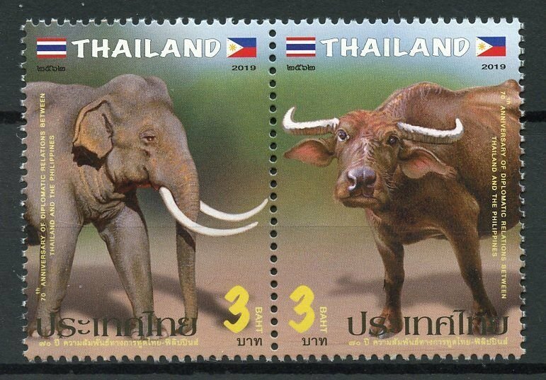 Thailand Stamps 2019 MNH Dipl Relations JIS Philippines Elephants Animals 2v Set