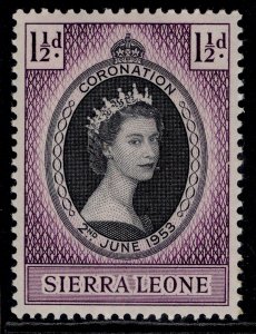 SIERRA LEONE QEII SG209, 1½d 1953 CORONATION, NH MINT.