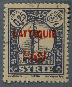 Syria Latakia A6 Overprinted in Black 25 p. VG/Fine Used