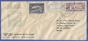 1937 PARAGUAY First Flight Airmail Cover To Rio de Janeiro, Pan American - Ship