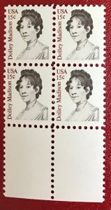 1980 USA Scott 1822 MNH Block Dolly Madison Lot 939