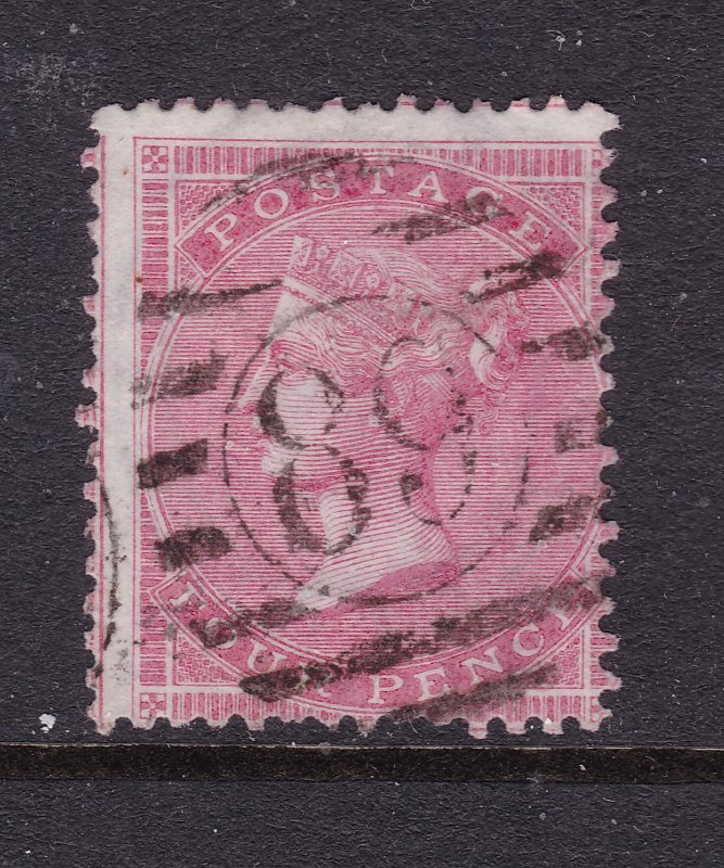 Great Britain a used QV 4d from 1855 large garter watermark