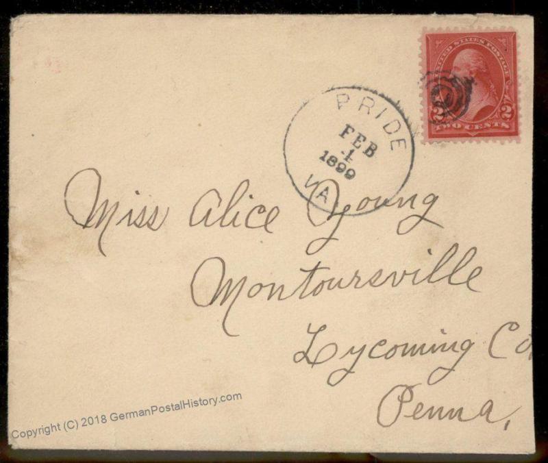 Virginia 1899 Pride VA Cancel DPO Helbock R5 Cover Montoursville PA 92329