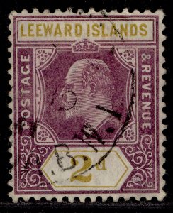 LEEWARD ISLANDS EDVII SG31, 2d dull purple & ochre, FINE USED. Cat £27.